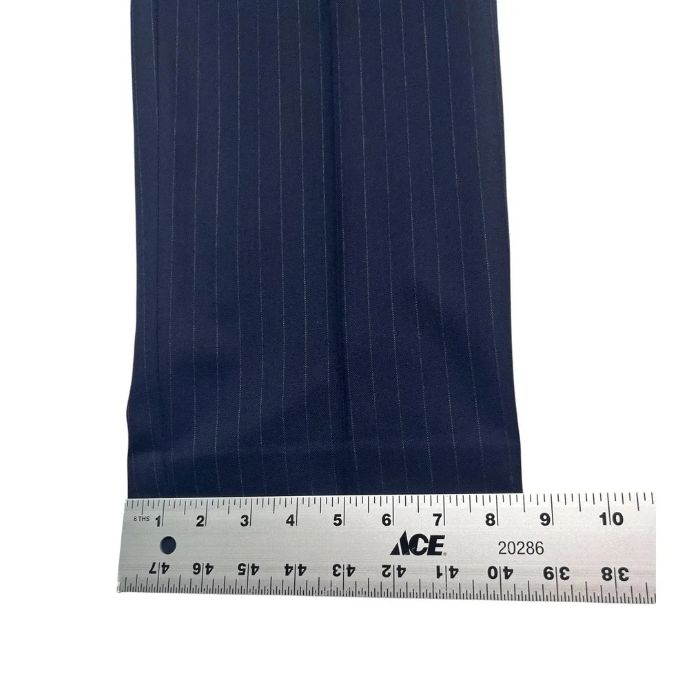 Tom James 34x30 Navy Blue Pinstripe Dress Suit Pants Trousers Wool Flat Front